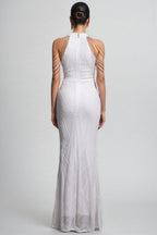 Solend Neckline Sequin Fishtail Maxi Dress