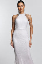 Solend Neckline Sequin Fishtail Maxi Dress