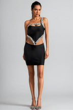 Wade Black Diamante Mini Dress