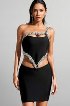 Wade Black Diamante Mini Dress