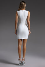 Embellished Mini Cocktail Dress - White