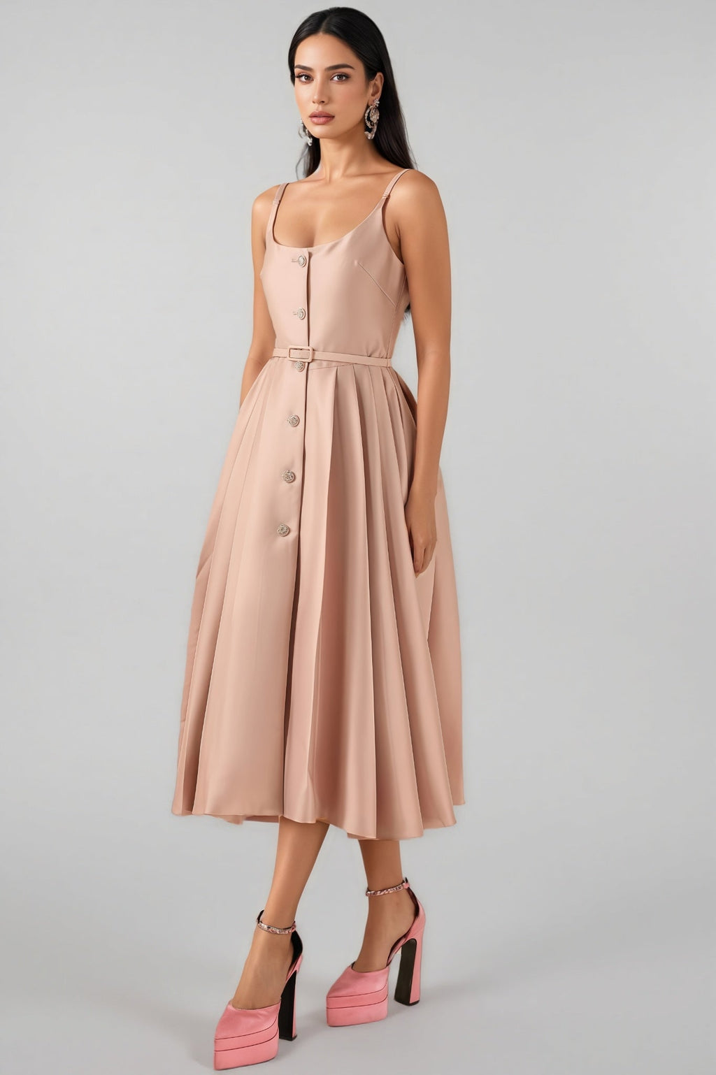 Josia Rhinestone Sleeveless Midi Dress