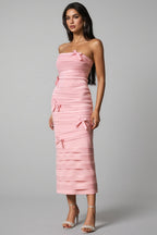 Secyij Sleeveless Bow Wrinkles Midi Dress