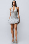 Ilor V-neck Diamond Flowers Mini Dress