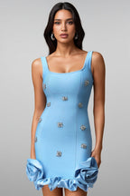 Dazie Sleeveless Diamond Flowers Mini Dress