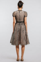 Hermione Short Sleeves Jacquard Midi Dress