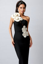 Caldlt Flowers High Slit One Shoulder Bandage Maxi Dress
