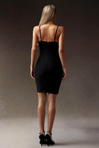 Flower Deep-V Diamond Bandage Mini Dress