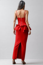 Wrelk Slim Backless Bandage Maxi Dress