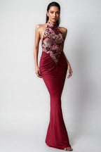 Lorrlf Flowers Sequins Slim Maxi Dress