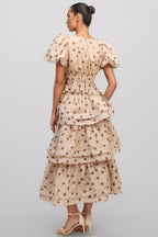 Margaux Puff Sleeves Dot Printed Maxi Dress Set
