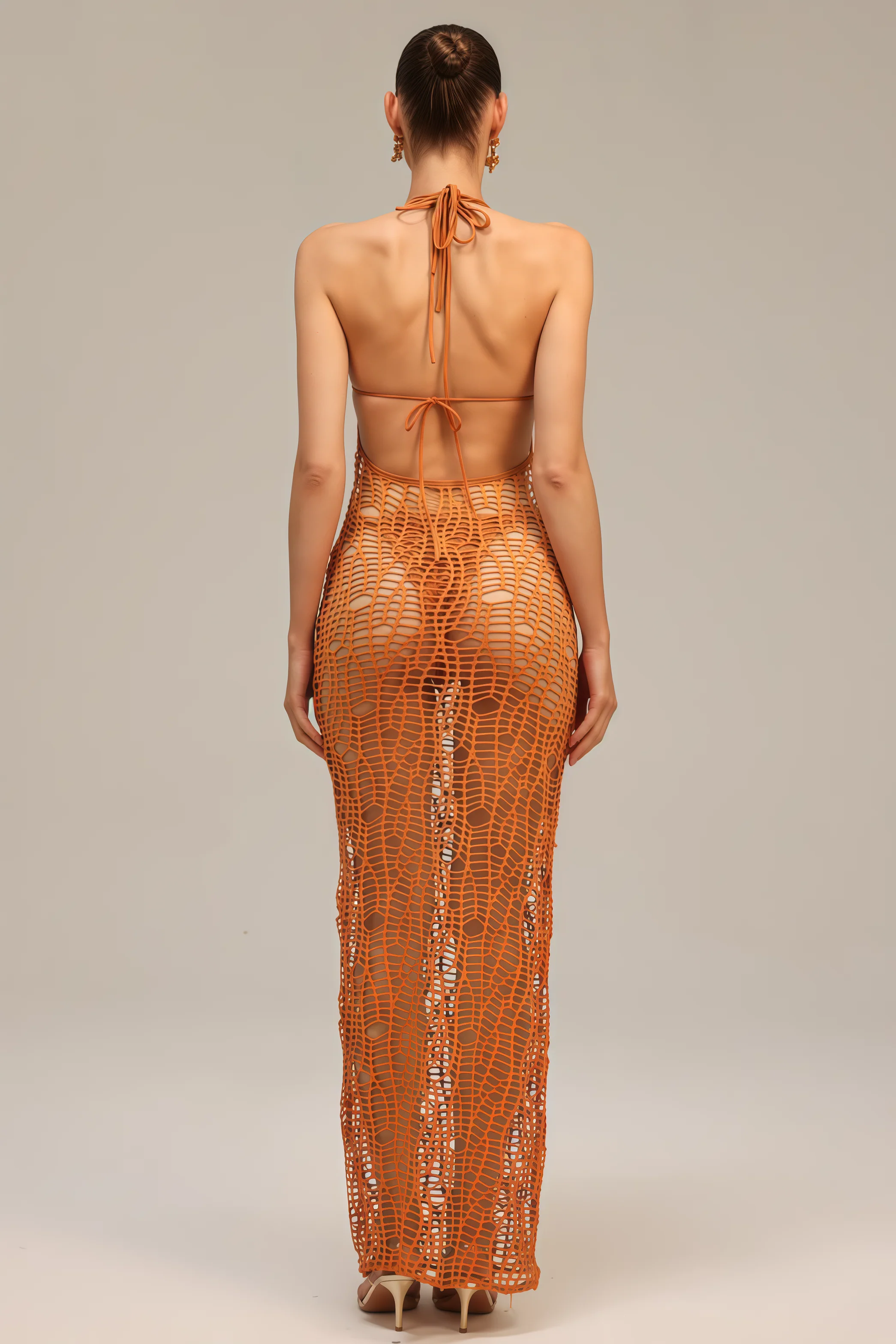 Zimino Orange Cutout Bikini Three Piece Set