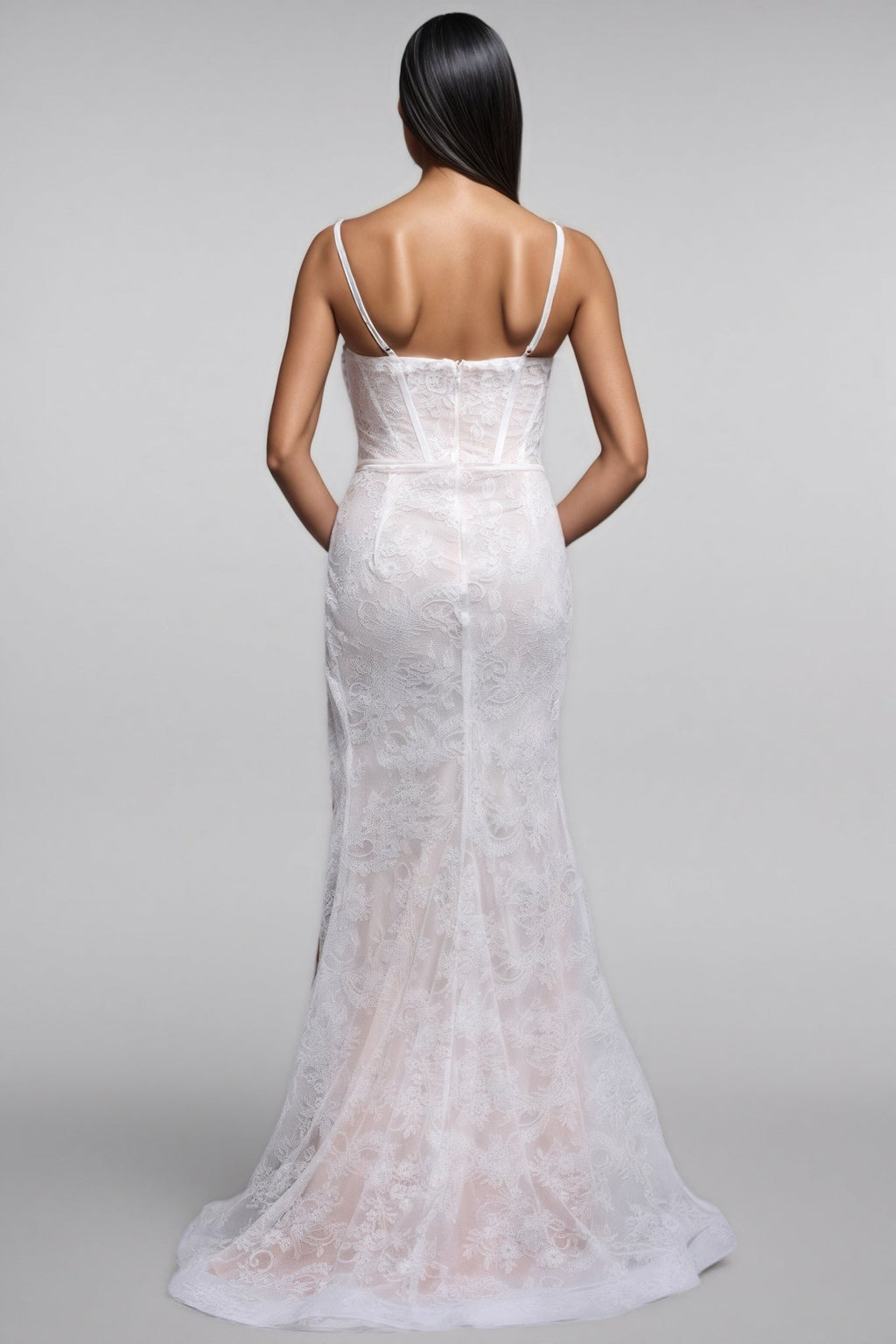 Elowety Sleeveless Lace Slit Maxi Dress