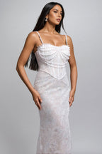 Elowety Sleeveless Lace Slit Maxi Dress