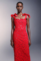 Bows Lace Sleeveless Maxi Dress