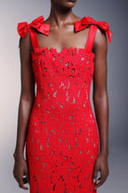 Bows Lace Sleeveless Maxi Dress
