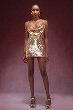 Halter V-Neck Sequin Mini Dress
