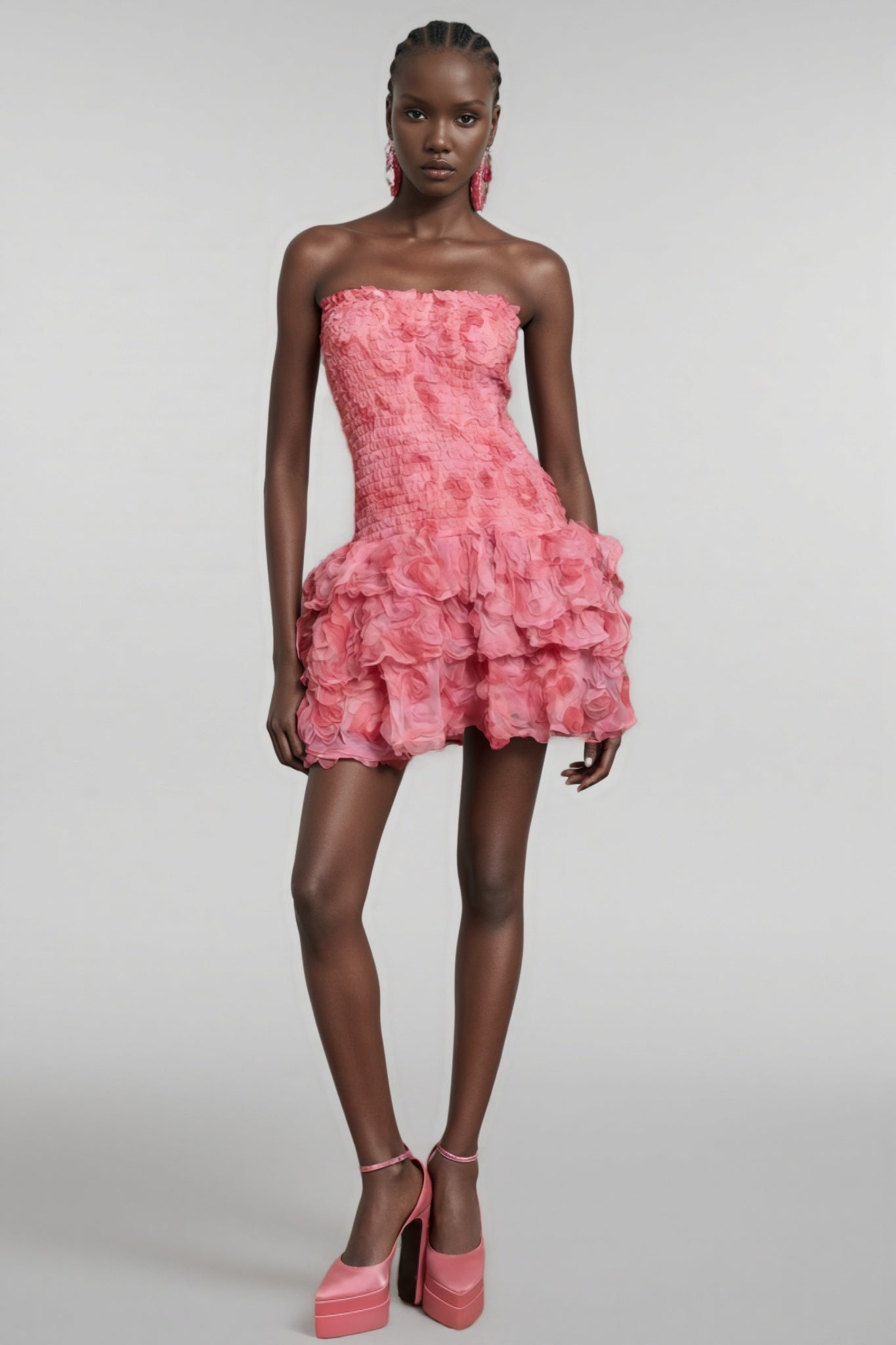 Rivenk 3D Flower Smocking Mini Dress