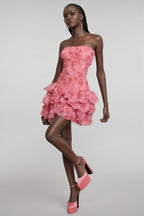 Rivenk 3D Flower Smocking Mini Dress