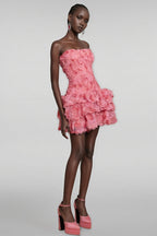 Rivenk 3D Flower Smocking Mini Dress