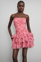 Rivenk 3D Flower Smocking Mini Dress