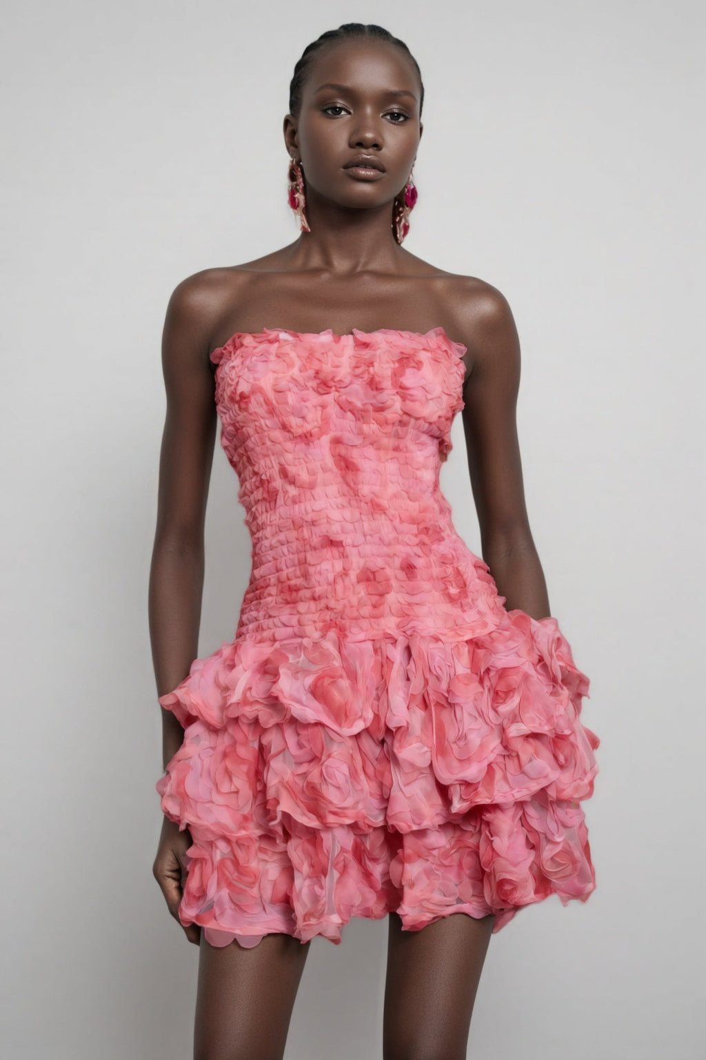 Rivenk 3D Flower Smocking Mini Dress