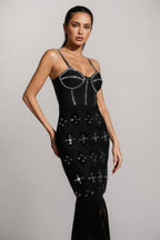 Jorvilp lace Sleeveless Tassels Diamond Maxi Dress
