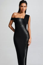 Zinnilk One Shoulder Diamond Bandage Maxi Dress