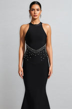 Perley Bandage Halter Fishtail Maxi Dress