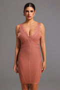 Bandage Sleeveless V Neck Lace Mini Dress