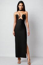Wreya Sleeveless Slit Bandage Maxi Dress