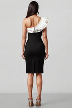 Jodinin One Shoulder Flounce Bandage Mini Dress