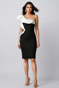 Jodinin One Shoulder Flounce Bandage Mini Dress