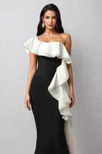 Wanie Off-The-Shoulder Flounce Bandage Maxi Dress