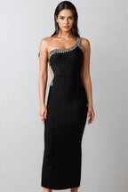 Yasir Sleeveless Diamond Slit Bandage Maxi Dress