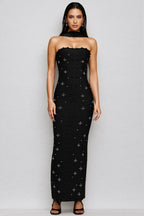 Nyralk Sleeveless Pearl Bandage Maxi Dress