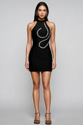 Flor Halter Sleeveless Diamond Bandage Mini Dress