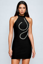 Flor Halter Sleeveless Diamond Bandage Mini Dress
