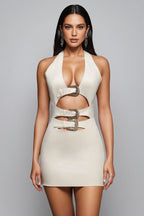 Zavan Halter V-Neck Mini Dress