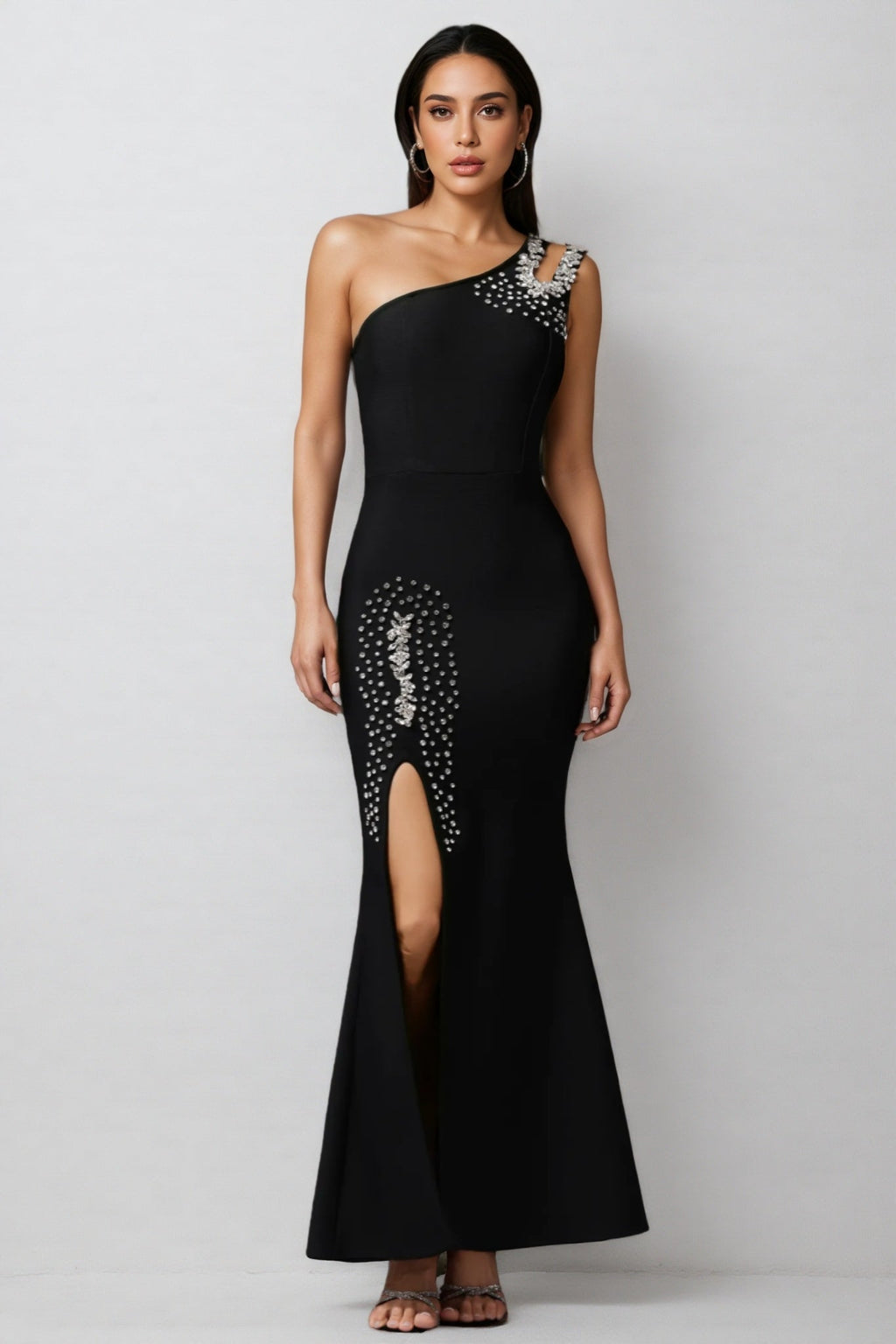 Eloise Sleeveless Diamond Slit Bandage Maxi Dress