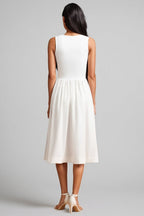 Jiusi Square Collar Halter Butterfly Midi Dress