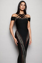 Vella Sleeveless Diamond Hollow Out Bandage Maxi Dress
