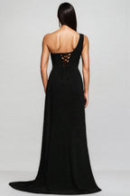Hryonth One Shoulder Diamond Slit Maxi Dress