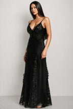 Vali Sleeveless V Neck Lace Maxi Dress