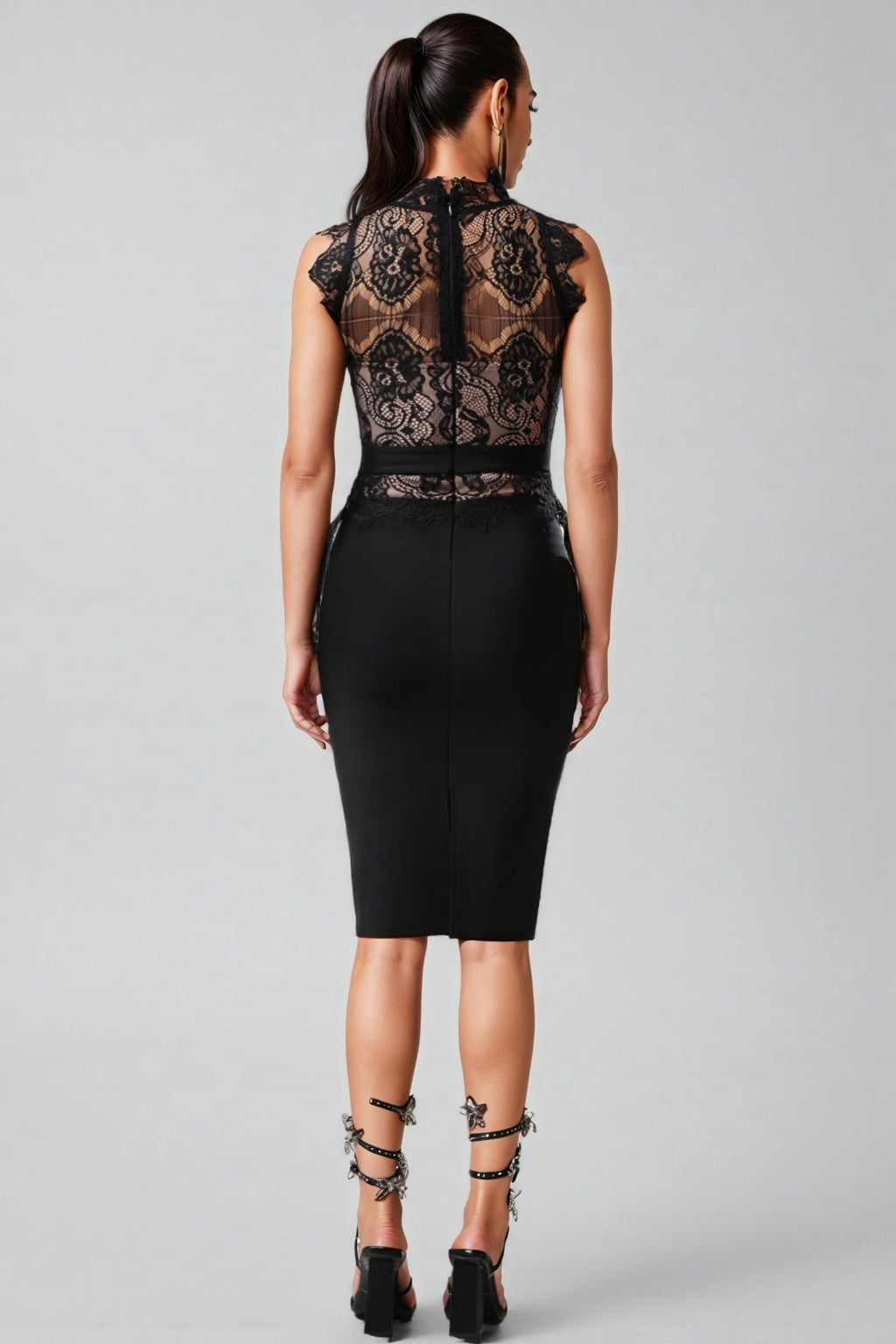Vanessa Sleeveless Lace Bandage Midi Dress