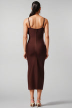 Edyta V-Neck Flower Bandage Midi Dress