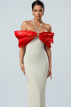 Yetta Halter Diamond Bow Bandage Maxi Dress