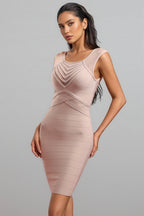 Tada Sleeveless Splice Netting Bandage Mini Dress
