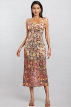 Galdrix Sleeveless Flowers Sequin Maxi Dress