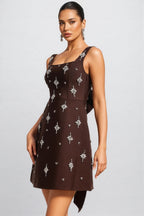 Julieta Square Neck Rhinestone Bandage Maxi Dress